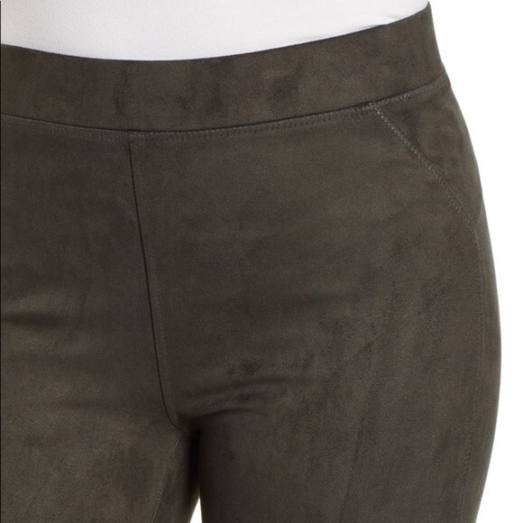 DAVID LERNER Bergen Seamed Faux Suede High Rise Leggings In Hunter 2 - Picture 4 of 14